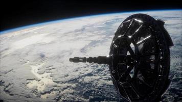 futuristic Space satellite orbiting the earth video