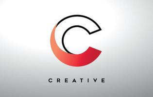 Letter C with black outline and red gradient colors. Creative Modern Letter Logo Design.