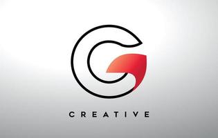 Letter G with black outline and red gradient colors. Creative Modern Letter Logo Design. vector