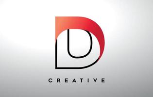 Letter D with black outline and red gradient colors. Creative Modern Letter Logo Design. vector