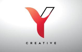 Letter Y with black outline and red gradient colors. Creative Modern Letter Logo Design. vector