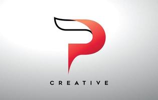 Letter P with black outline and red gradient colors. Creative Modern Letter Logo Design. vector