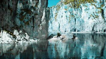 panoramic view of nice colorful huge cliff and sea video