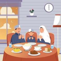 Family Iftar in Ramadhan vector