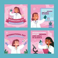 día internacional de la mujer y la niña ciencia redes sociales vector