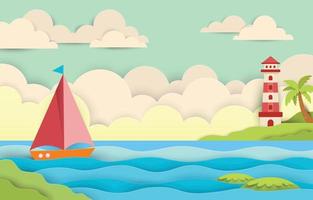 Papercut Landscape Background vector