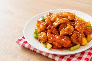 fried crispy chicken with sweet and sour sauce photo