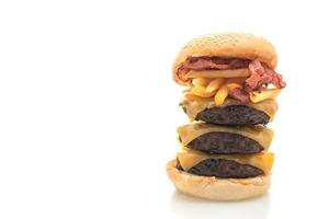 hamburger or beef burgers with cheese, bacon and french fries photo