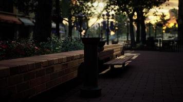 Libre d'une fontaine d'eau potable dans un parc au coucher du soleil video