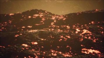 lava fields and hills at active volcano video