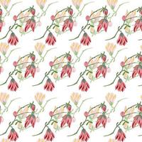 Seamless pattern Magnolias on white background. Beautiful ornament with spring pink flowers. vector