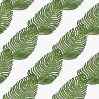 Organic palm leaf seamless pattern with hand drawn foliage print. Simple color background. Vector illustration for seasonal textile.