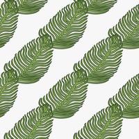 Organic palm leaf seamless pattern with hand drawn foliage print. Simple color background. Vector illustration for seasonal textile.