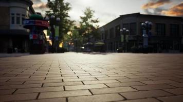 empty tiled floor and urban skyline video