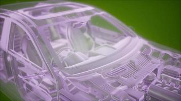 animação holográfica do modelo de carro 3d wireframe video