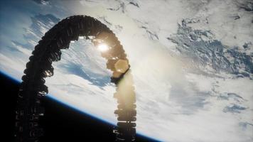 futuristic space station on Earth orbit video