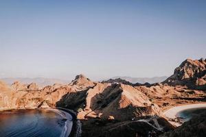 Top view of Padar Island at Labuan Bajo, Flores, Indonesia. Exotic landscape view, beautiful nature scenery photo