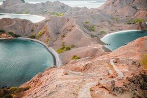 Top view of Padar Island at Labuan Bajo, Flores, Indonesia. Exotic landscape view, beautiful nature scenery photo
