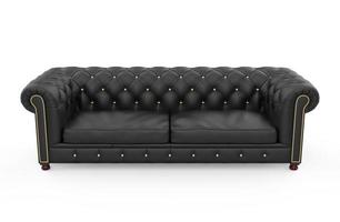 Chesterfield sofa black isolated luxury illustration 3d photo