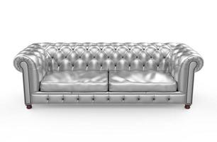 Chesterfield sofa silver isolated luxury illustration 3d photo