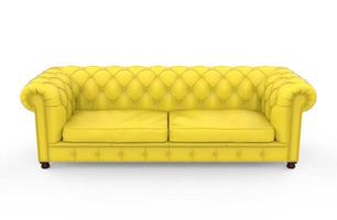Chesterfield sofa yellow isolated luxury illustration 3d photo
