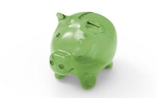 Piggy bank green to save money economy finance and savings concept 3D illustration photo