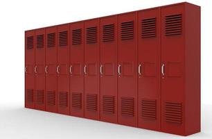 lockers red primary secondary school in a row image 3d illustration photo