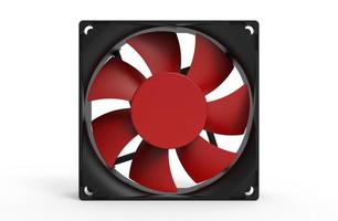 Enfriador de ventilador de computadora rojo aislado en blanco ilustración de imagen 3d foto