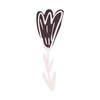 Flower isolated on white background. Abstract botanical sketch brown and pink color hand drawn in style doodle. vector