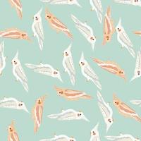 Pastel palette seamless pattern with hand drawn random beige and white cockatoo print. vector