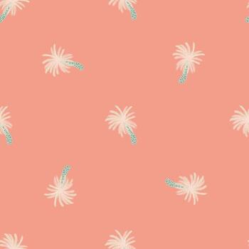 patrón abstracto sin costuras de estilo minimalista con adorno de palmera ligera. fondo rosa estilo garabato. vector