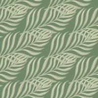 Vintage seamless pattern in hand drawn style with fern foliage silhouettes print. Grey colors palette. vector