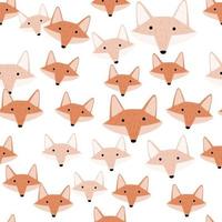 Fox pattern seamless in freehand style. Head animals on colorful background. Vector illustration for textile.