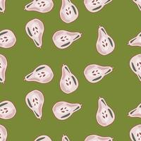 Pears of seamless pattern. Hand drawn background fruit. vector