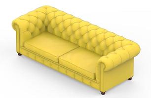 Chesterfield sofa yellow isolated luxury illustration 3d photo