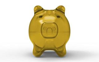 Yellow Piggy bank to save money economy finance and savings concept 3D illustration photo