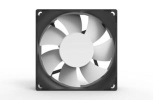 ventilador de computadora enfriador blanco y negro aislado en blanco ilustración de imagen 3d foto
