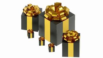 Gift box for Christmas and birthday parties with metallic green ribbon in 3D view image photo