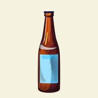 botella de cerveza ligera aislada sobre fondo claro. plantilla de botella de cerveza dibujada a mano. vector