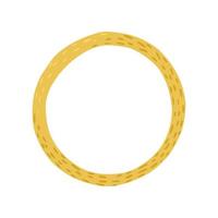 Golden ring isolated on white background. Cartoon circular hand drawn sketch white color. vector