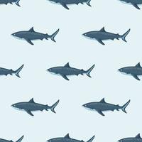 Seamless pattern Tiger shark light background. Green textured of marine fish for any purpose. vector
