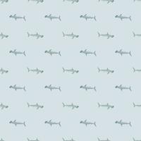 Hammerhead shark seamless pattern in scandinavian style. Marine animals background. Vector illustration for children funny textile.