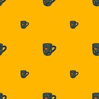 Cute mugs seamless pattern. Background of teatime. vector