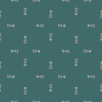 Geometric seamless pattern with contoured hourglass elements. Turquoise background. Vintage style. vector