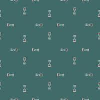 Geometric seamless pattern with contoured hourglass elements. Turquoise background. Vintage style. vector