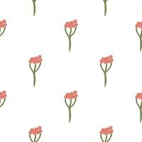 Isolated seamless pattern with pink colored yarrow ornament. White background. Floral backdrop. vector