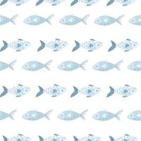 Seamless pattern fish on white background. Modern ornament with sea animals. vector