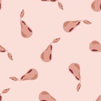 Random seamless fruit pattern with simple pear silhouettes. Pink light background. vector