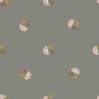 Seamless pattern abstract flowers on light gray background. Minimalist textured of plants for textile design. vector