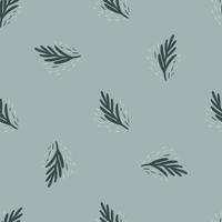 Seamless pattern fir twig on light blue background. Vector geometric template in doodle style. Christmas forest texture.